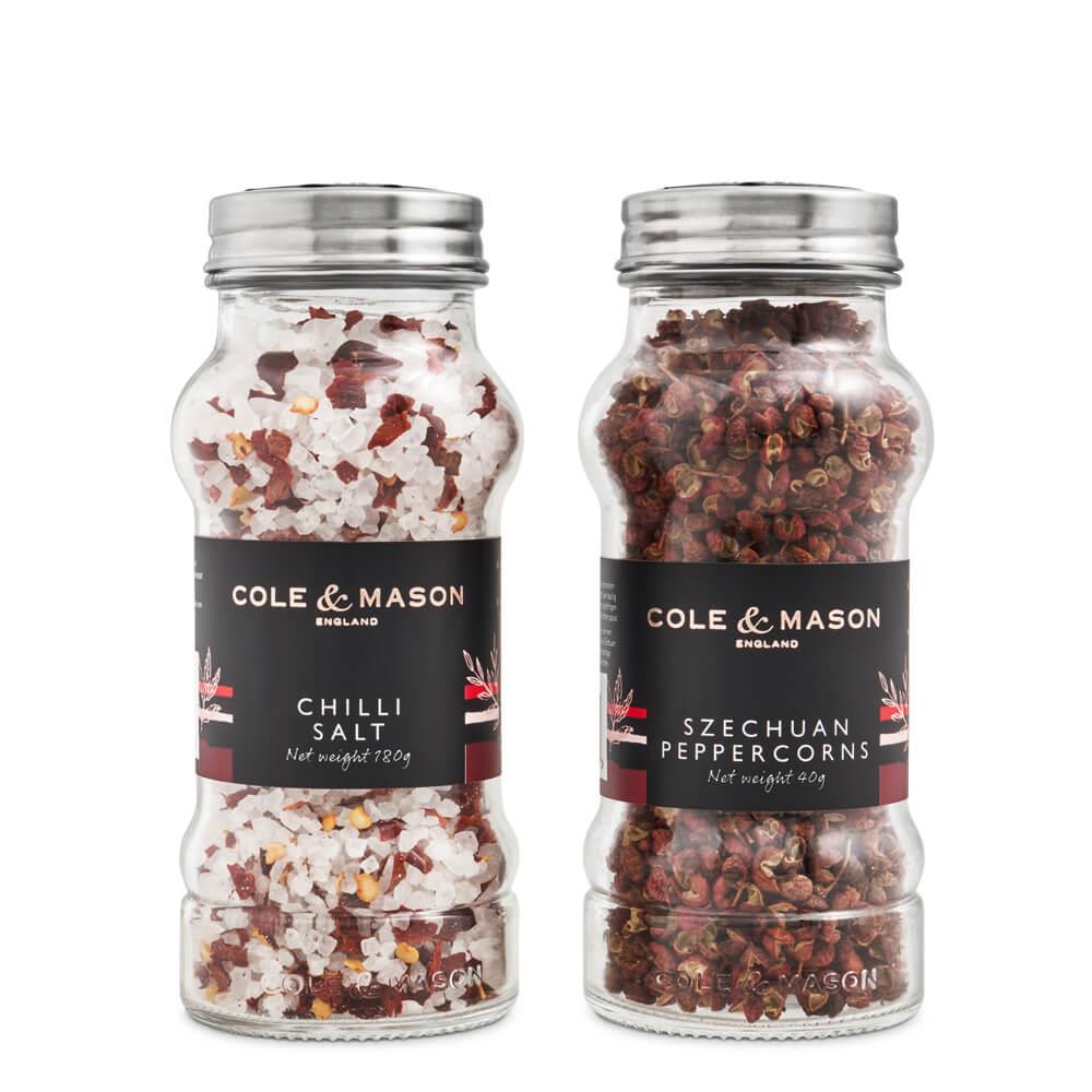 Cole & Mason Aromatic Chilli Salt & Szechuan Peppercorns Refill Jars Gift Set